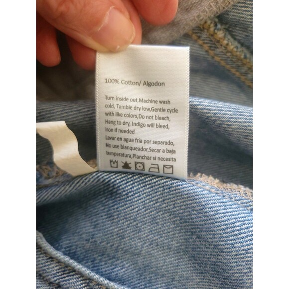 RISEN Los Angeles Streetwear Denim Jacket with Attached Grey Hoodie - Size S - Picture 9 of 11